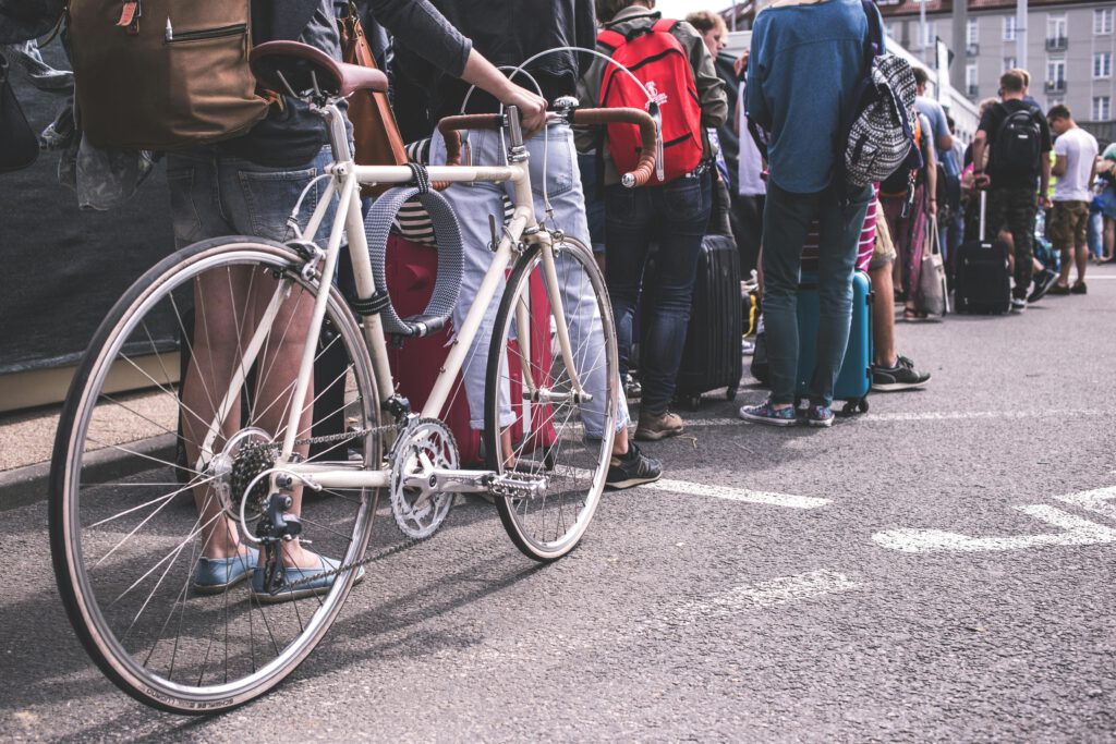 England Top 10 shocking facts - Queue with bicycle in the foreground