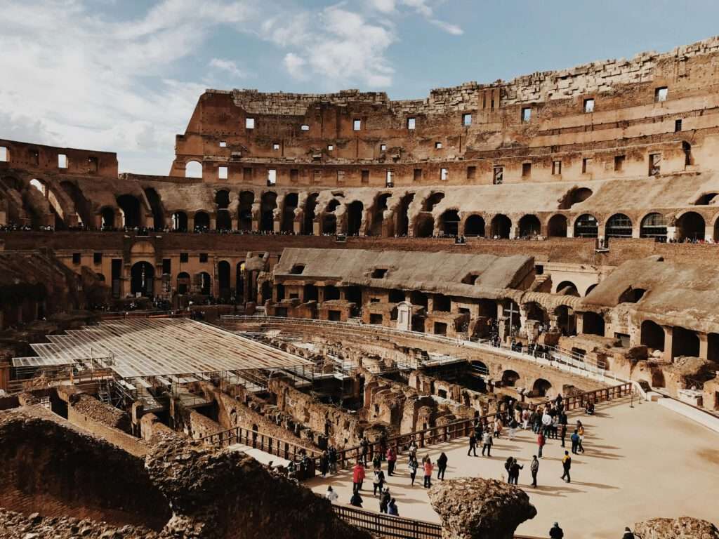 destroyed Colosseum from in the inside.